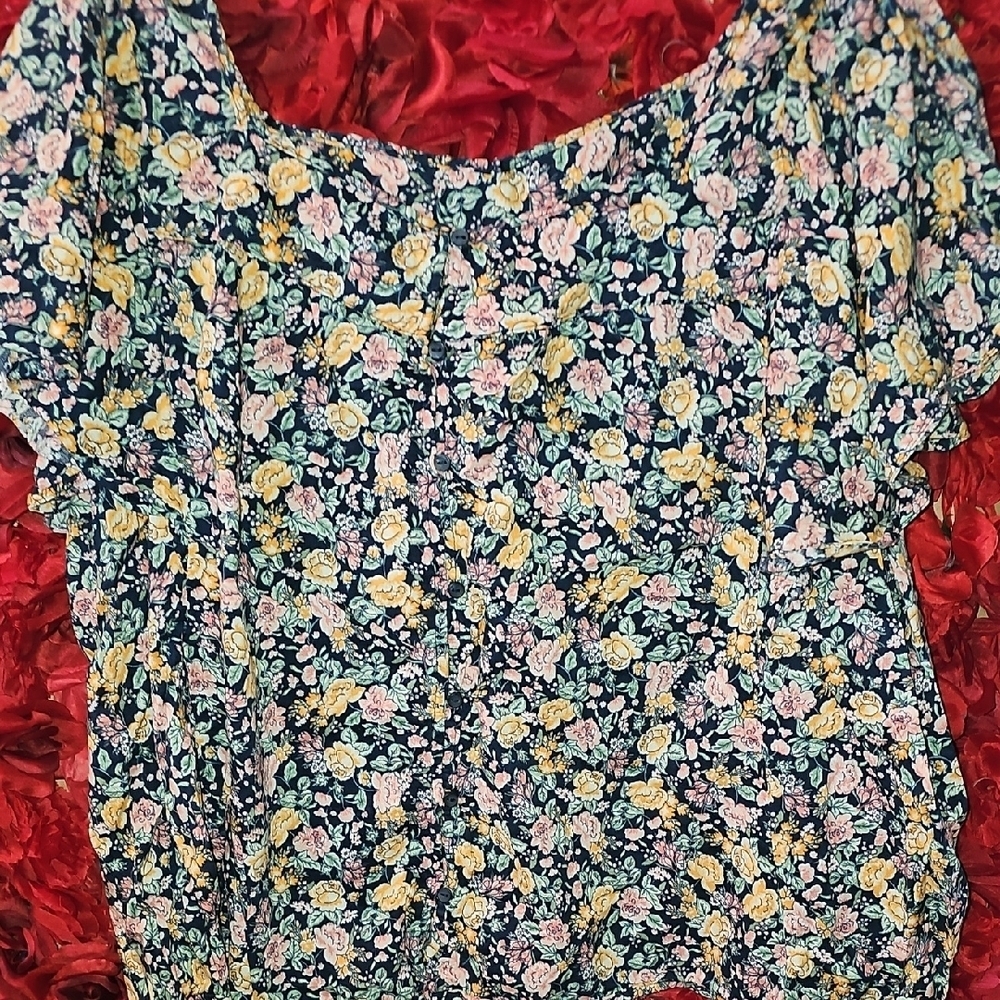 Old Navy Women's Multicolor Floral Blouse Size Xlarge